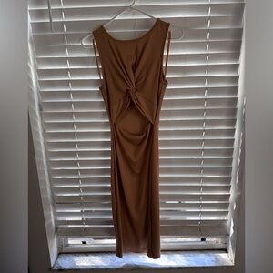 Gold/tan cut out dress